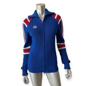 Isabel Marant Etoile Blue Hayward Striped Zip Up Wool Sweater Size 42 Medium